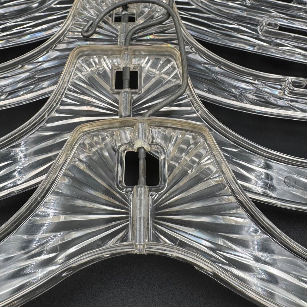 10 Vintage Clothes Hangers MCM Clear Plastic Prism Starburst Ice Crystal - Picture 2 of 7